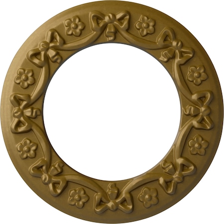 Ekena Millwork Ribbon with Bow Ceiling Medallion (Fits Canopies up to 7 1/2"), 12 1/4"OD x 7 1/2"ID x 7/8"P, Gold CM12RIGLS